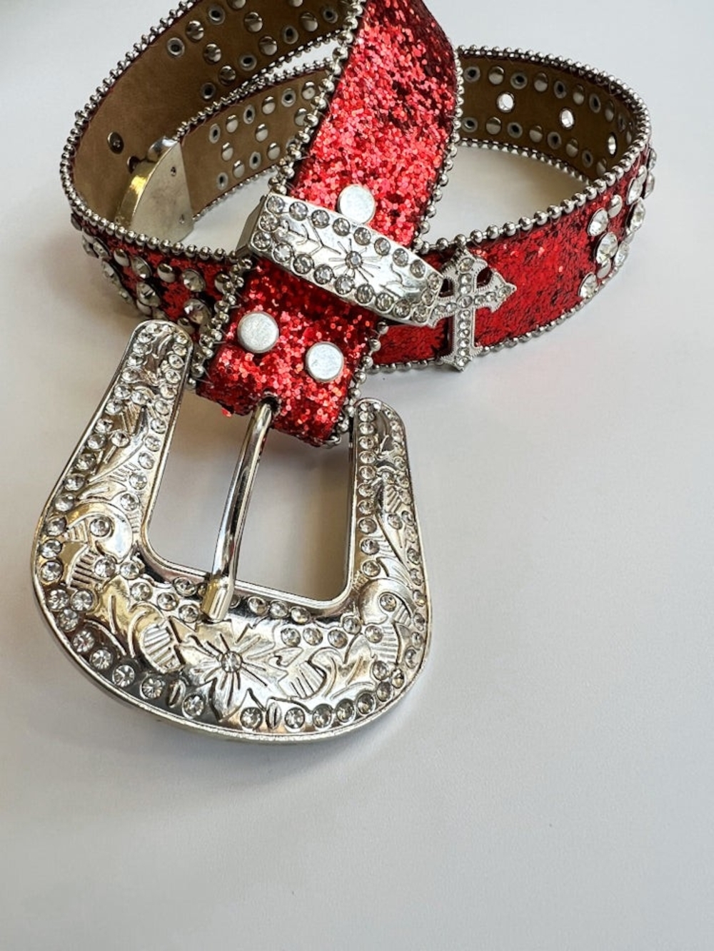Kids Red Rhinestone Western Cowgirl Belt